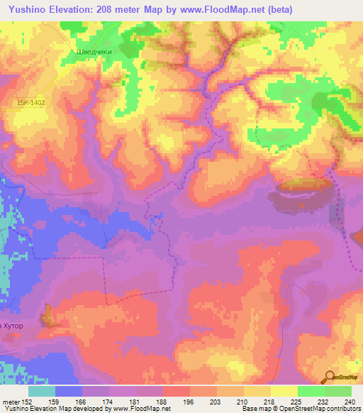 Yushino,Russia Elevation Map