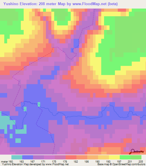 Yushino,Russia Elevation Map