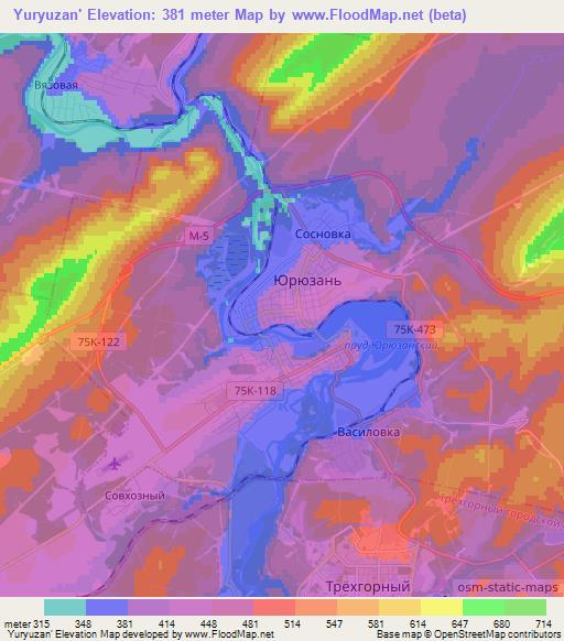 Yuryuzan',Russia Elevation Map