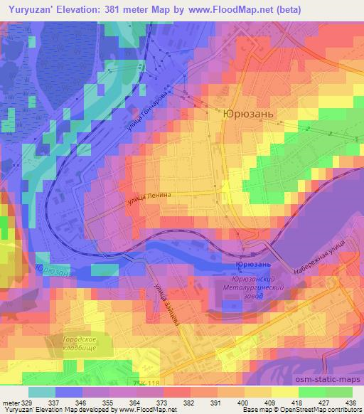 Yuryuzan',Russia Elevation Map