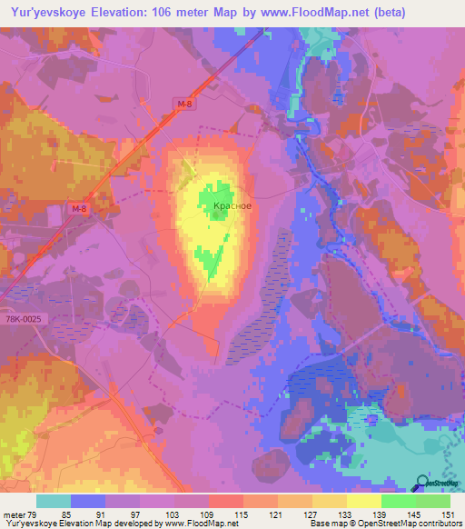 Yur'yevskoye,Russia Elevation Map