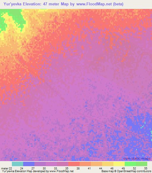 Yur'yevka,Russia Elevation Map