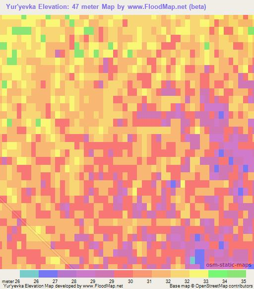 Yur'yevka,Russia Elevation Map