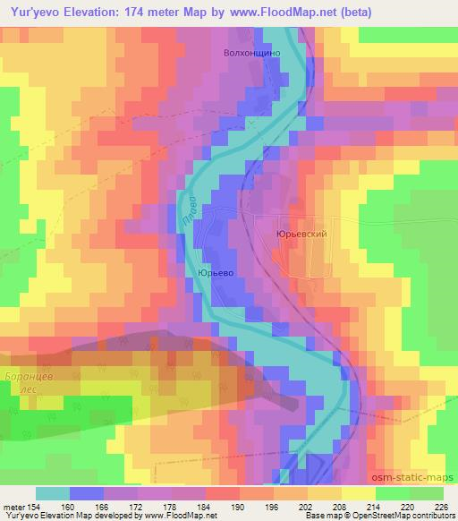 Yur'yevo,Russia Elevation Map