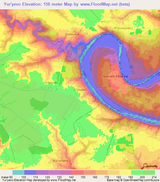 Yur'yevo,Russia Elevation Map