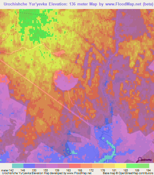 Urochishche Yur'yevka,Russia Elevation Map