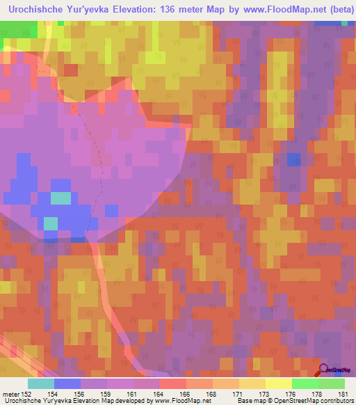 Urochishche Yur'yevka,Russia Elevation Map