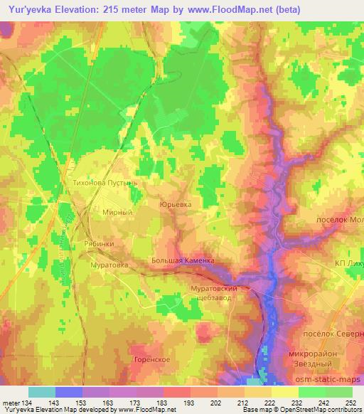 Yur'yevka,Russia Elevation Map