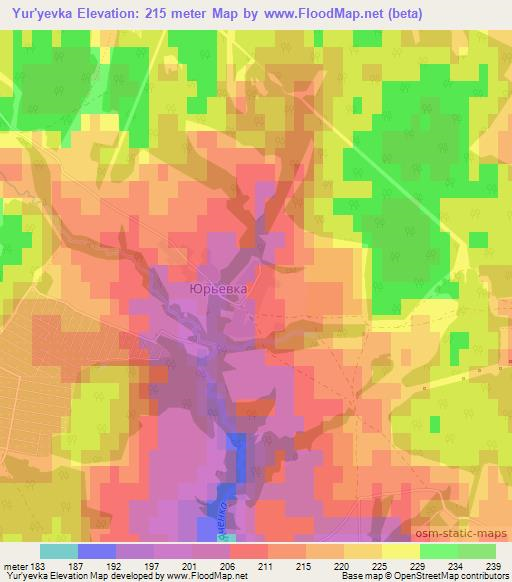 Yur'yevka,Russia Elevation Map