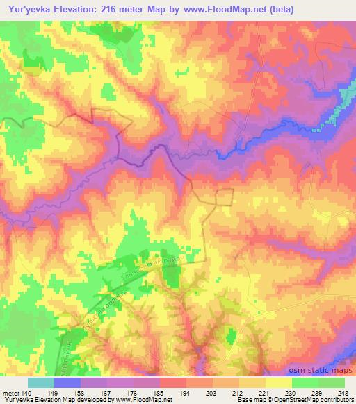 Yur'yevka,Russia Elevation Map