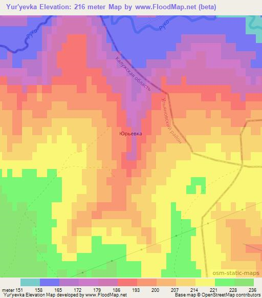 Yur'yevka,Russia Elevation Map