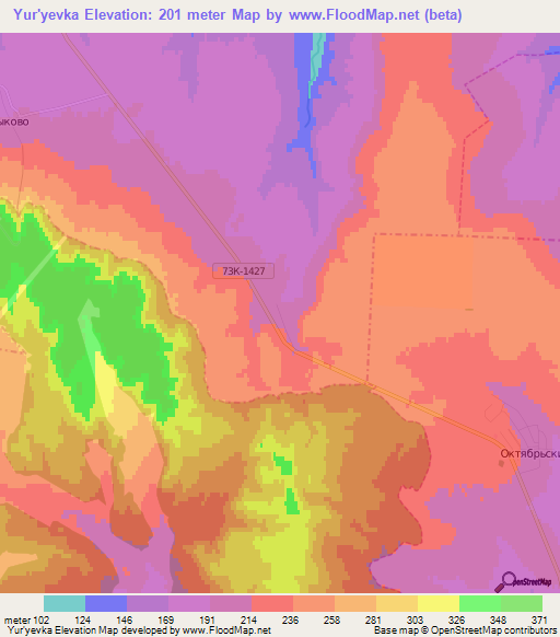 Yur'yevka,Russia Elevation Map