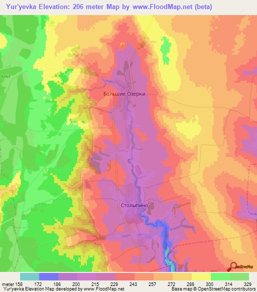 Yur'yevka,Russia Elevation Map