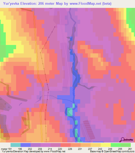 Yur'yevka,Russia Elevation Map