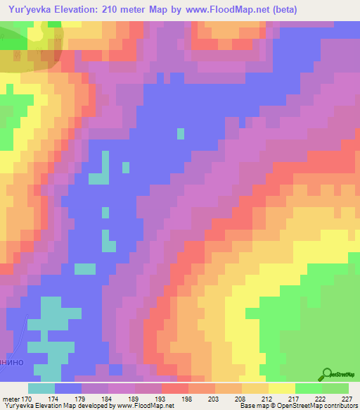 Yur'yevka,Russia Elevation Map