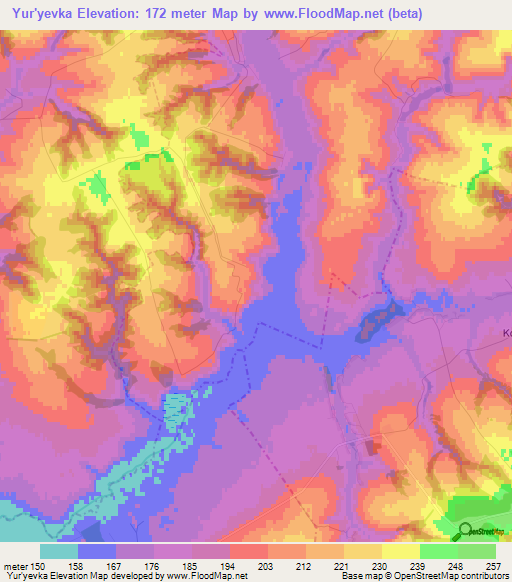 Yur'yevka,Russia Elevation Map