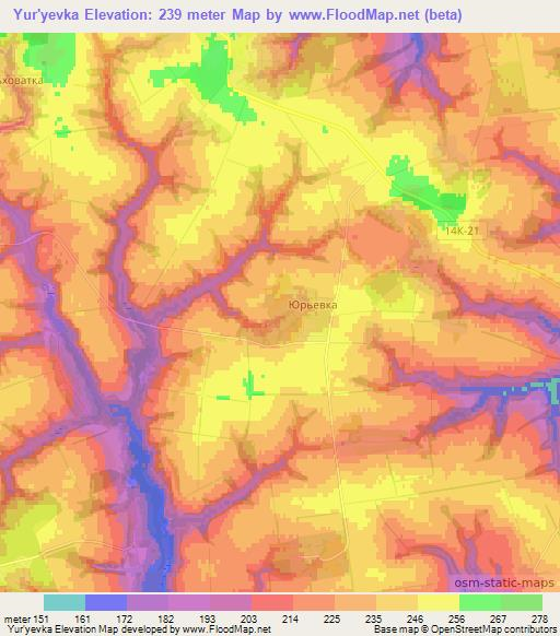 Yur'yevka,Russia Elevation Map