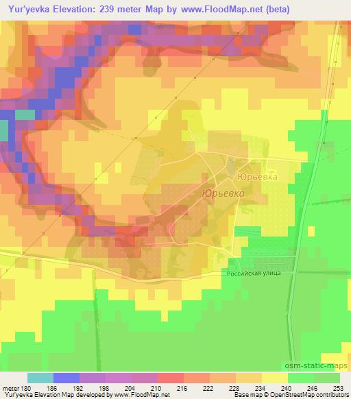 Yur'yevka,Russia Elevation Map