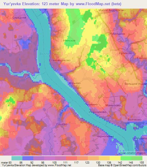 Yur'yevka,Russia Elevation Map