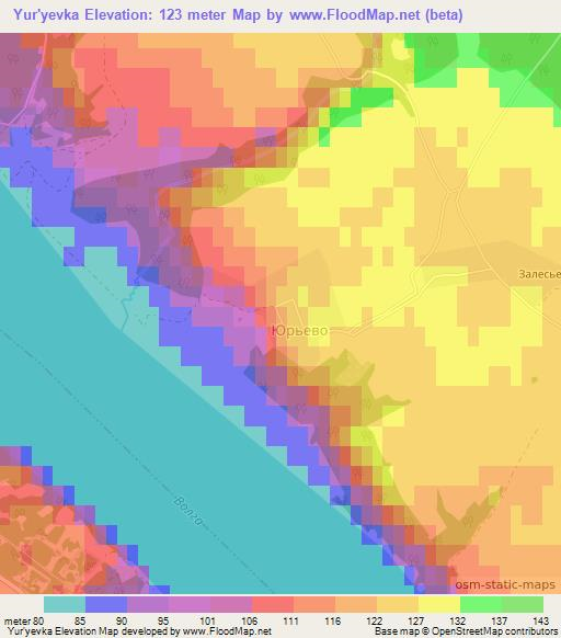 Yur'yevka,Russia Elevation Map