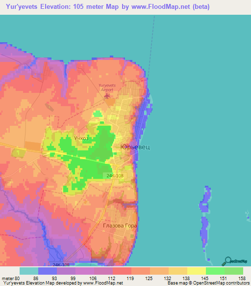 Yur'yevets,Russia Elevation Map