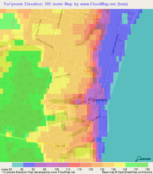 Yur'yevets,Russia Elevation Map