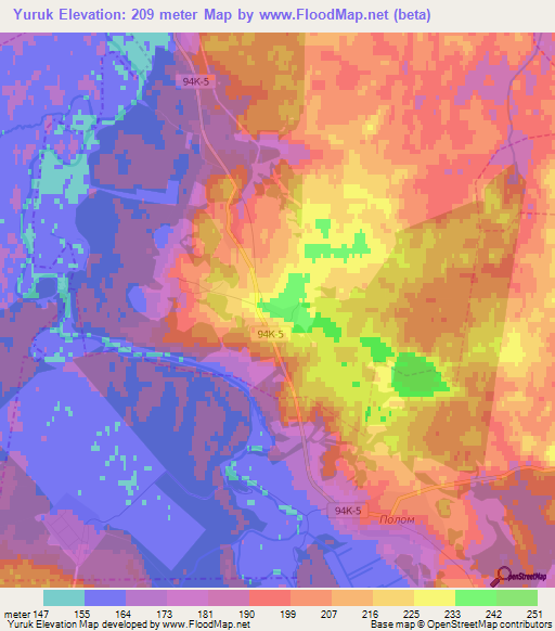 Yuruk,Russia Elevation Map