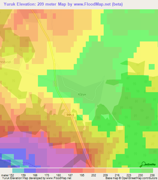 Yuruk,Russia Elevation Map