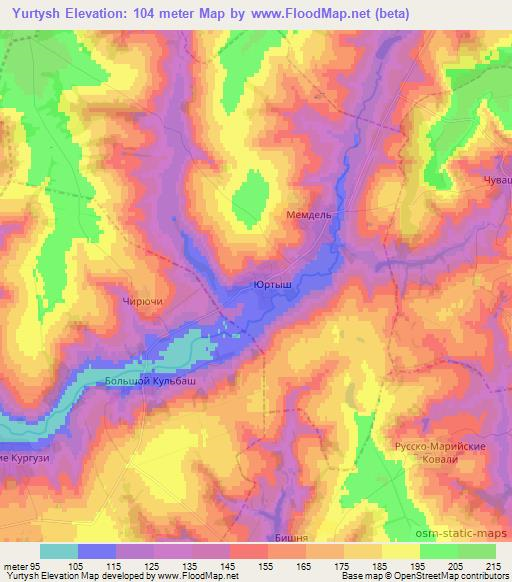 Yurtysh,Russia Elevation Map