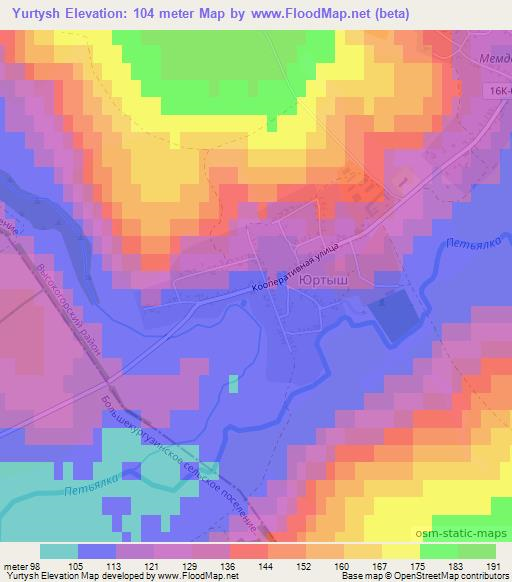 Yurtysh,Russia Elevation Map