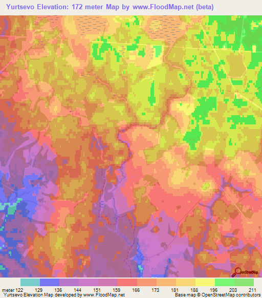 Yurtsevo,Russia Elevation Map