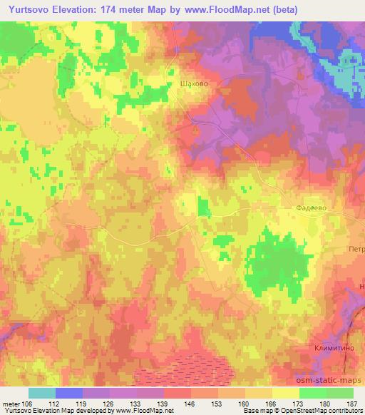 Yurtsovo,Russia Elevation Map