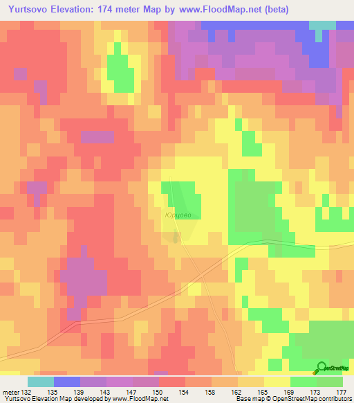 Yurtsovo,Russia Elevation Map