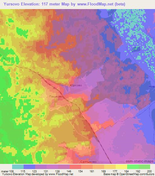 Yursovo,Russia Elevation Map