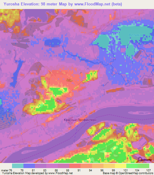 Yurosha,Russia Elevation Map