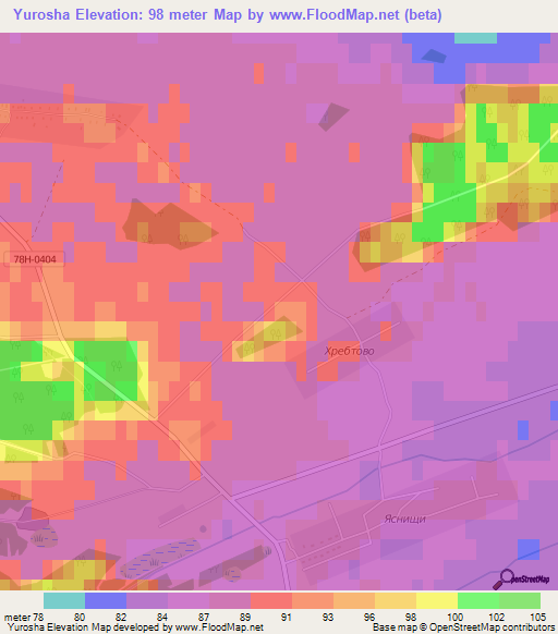 Yurosha,Russia Elevation Map