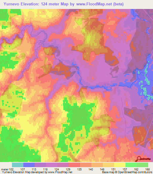 Yurnevo,Russia Elevation Map