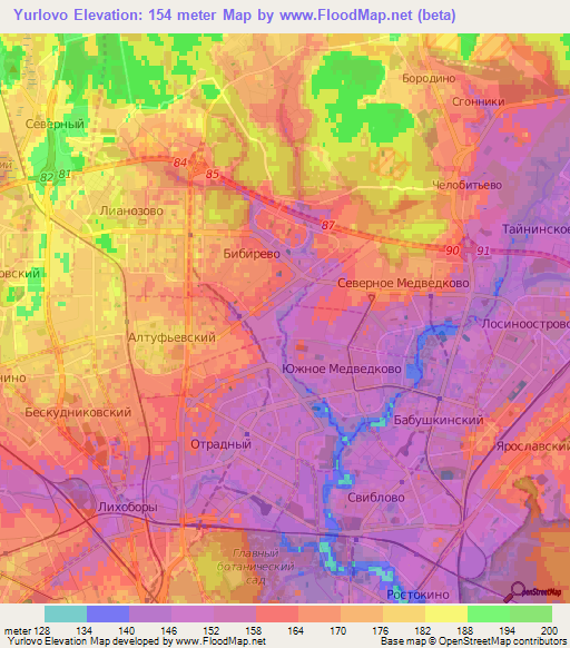 Yurlovo,Russia Elevation Map