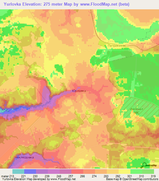 Yurlovka,Russia Elevation Map