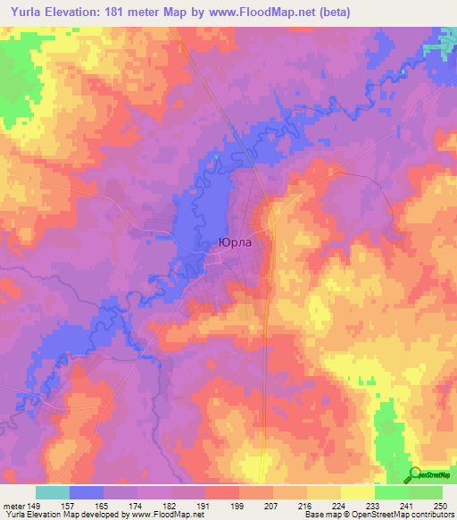 Yurla,Russia Elevation Map