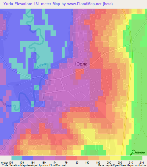 Yurla,Russia Elevation Map