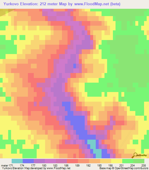 Yurkovo,Russia Elevation Map