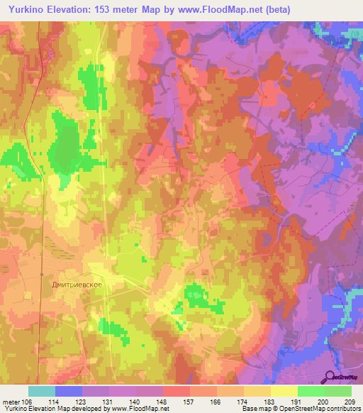 Yurkino,Russia Elevation Map