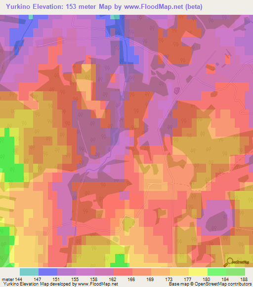 Yurkino,Russia Elevation Map