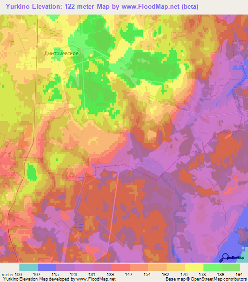 Yurkino,Russia Elevation Map