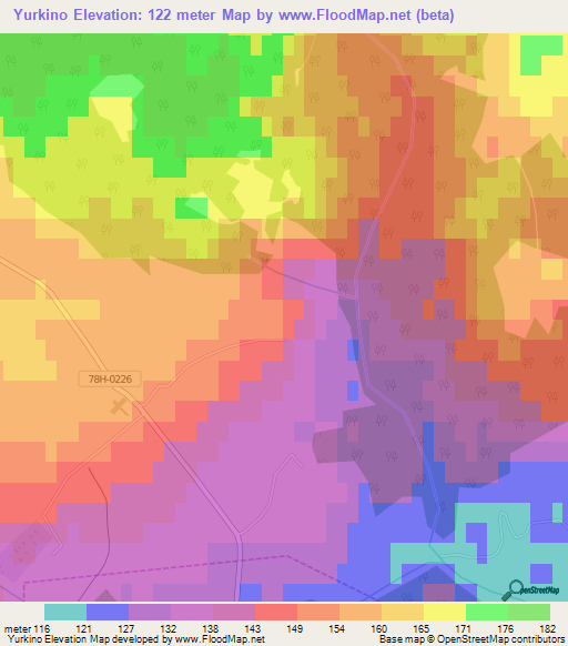 Yurkino,Russia Elevation Map