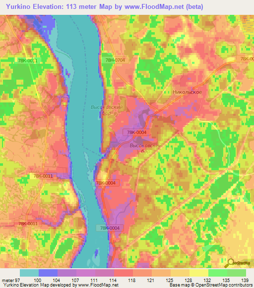 Yurkino,Russia Elevation Map