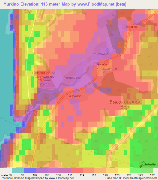 Yurkino,Russia Elevation Map