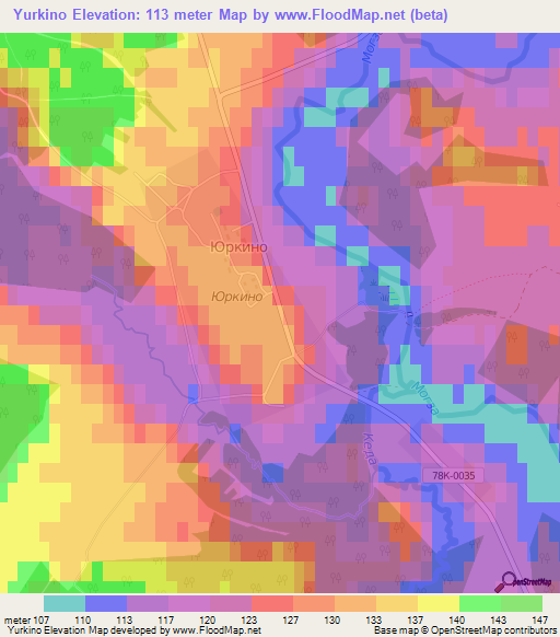 Yurkino,Russia Elevation Map