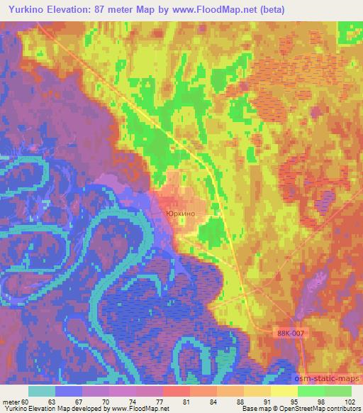 Yurkino,Russia Elevation Map